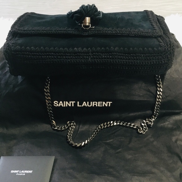 New Authentic SAINT LAURENT Medium Kate Whipstitch Suede Shoulder Bag - Picture 6 of 15
